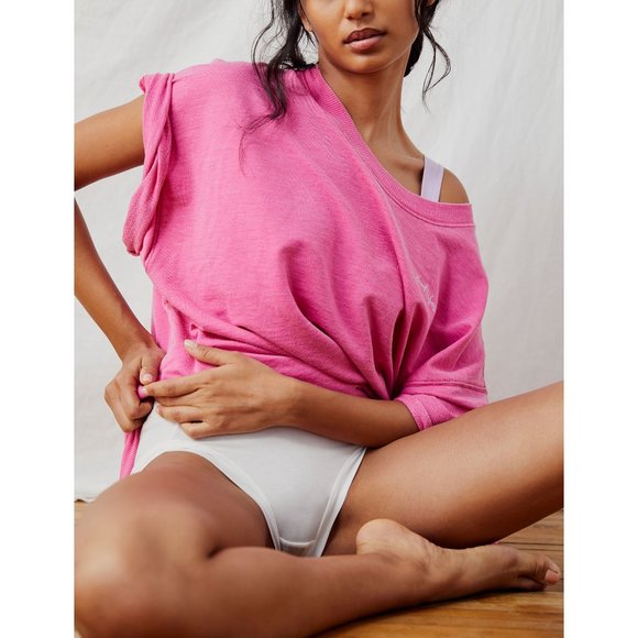 NWT Free People Cozy Cool Girl Lounge Tee / Pink - Picture 2 of 6